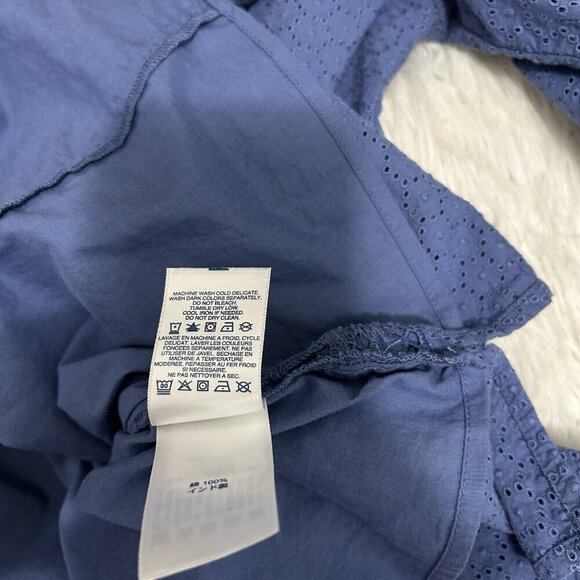 Lands End Pacific Blue Cotton Eyelet Lace Boho Art-to-Wear Tunic Top Size M - Picture 9 of 10